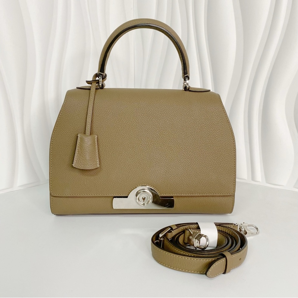 MOYNAT Rejane Medium Crossbody Shoulder Bag Handbag Grey Leather